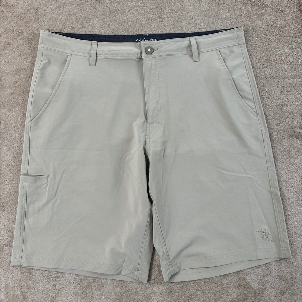 Da Hui Hybrid Collection Shorts Mens 38 Khaki Performance Stretch Quick Dry EUC